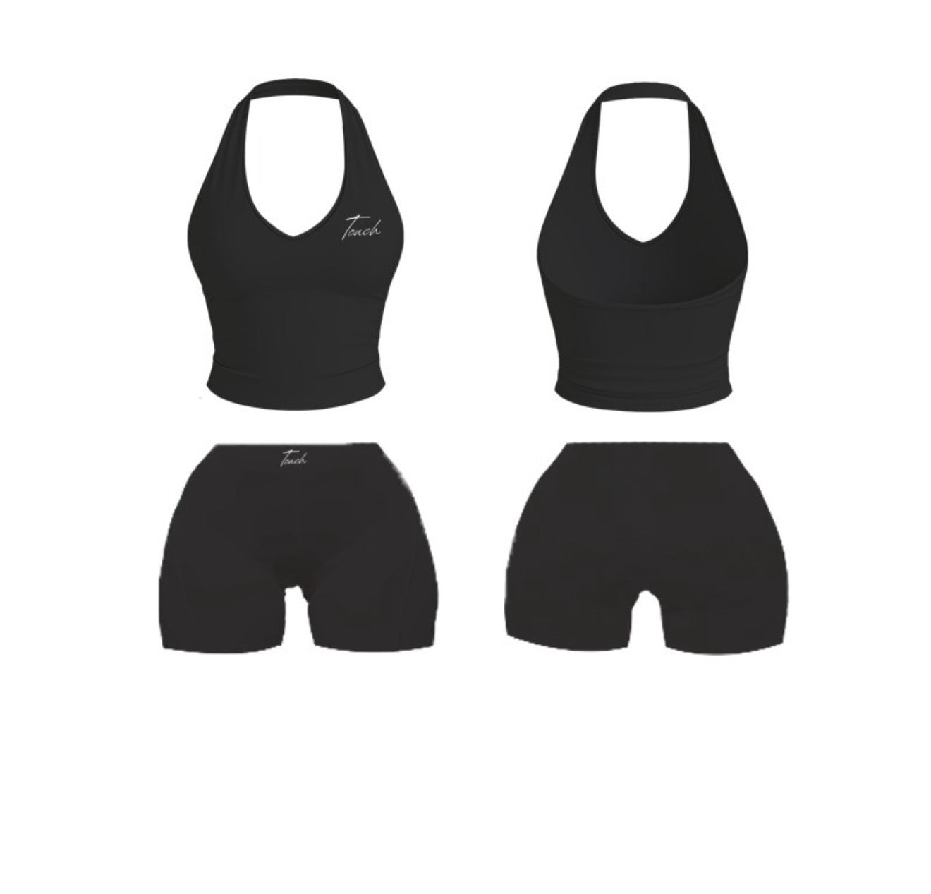 BLACK TWO PIECE HALTER SET