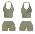 OLIVE GREEN TWO PIECE HALTER SET
