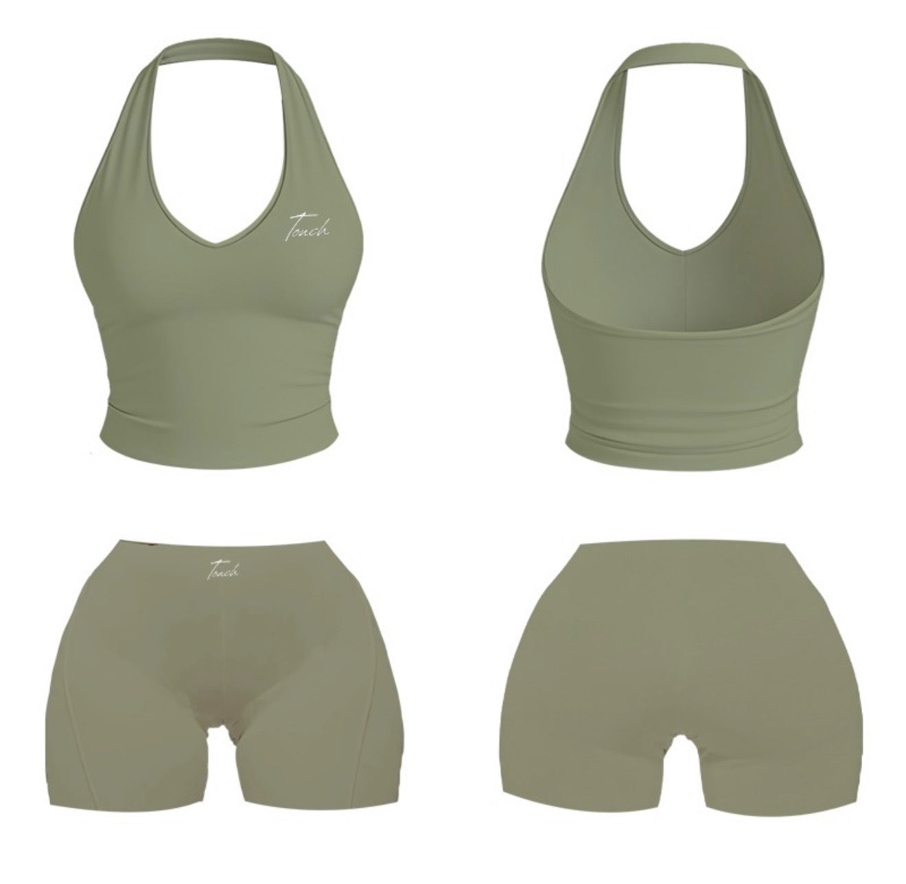 OLIVE GREEN TWO PIECE HALTER SET