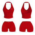 RED TWO PIECE HALTER SET