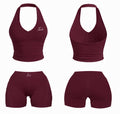BURGUNDY TWO PIECE HALTER SET
