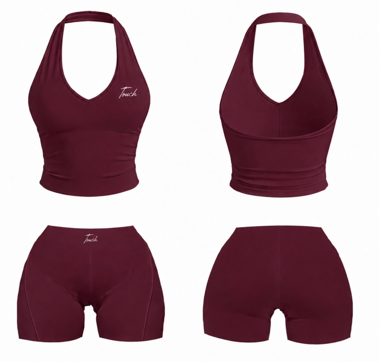 BURGUNDY TWO PIECE HALTER SET